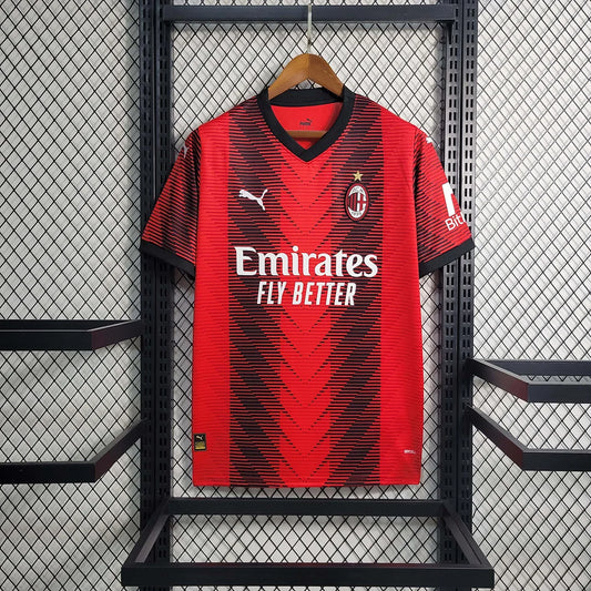 2023 2024 AC Milan Home Fan Version Football Soccer Jersey Shirt