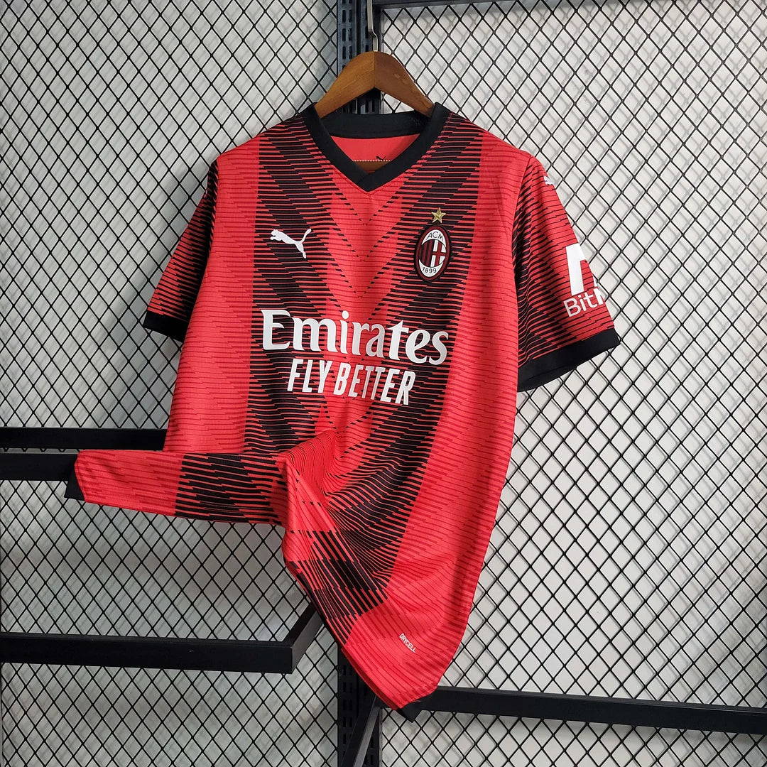 2023 2024 AC Milan Home Fan Version Football Soccer Jersey Shirt